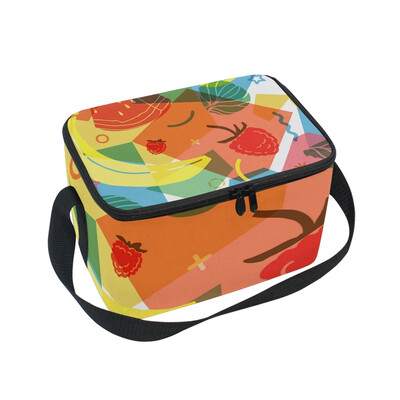 

ALAZA Fruit Lemon Strawberry And Mint Lunch Box Insulated Lunch Bag Large Cooler Tote Bagfor Men Women