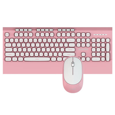 

Sades V3030 wireless mute keyboard&mouse set retro light chocolate button mouse&keyboard set office home notebook desktop computer white pink