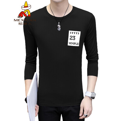 

Scarecrow MEXICAN long-sleeved T-shirt male Korean version of the self-cultivation 2019 spring new fashion round neck print wild comfortable trend bottoming shirt t-shirt shirt mens black 2XL