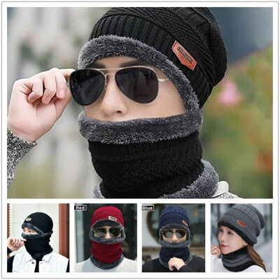 

Willstar Winter Warm Knitted Scarf & Hat for Men&Women Windproof Fleece Lined Bonnet Elastic Hat