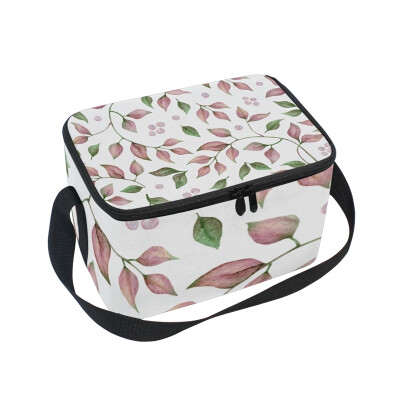 

ALAZA Lunch Box Insulated Lunch Bag Large Cooler Tote Bag Pink Little Leaf for Men Women Girls Boys