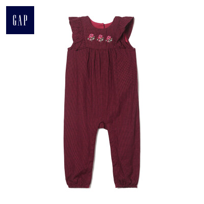 

GAP flagship store baby girl new year red embroidery ruffled round neck one piece jumpsuit 374673 modern red 0-3M