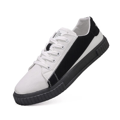 

Mens low-top canvas shoes Korean fashion breathable sneakers laced flat-soled casual shoes