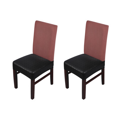 

2pcs PU Leather Stretchable Dining Chair Seat Covers Waterproof Oilproof Dustproof Ceremony Chair Slipcovers Protectors--Black Lac