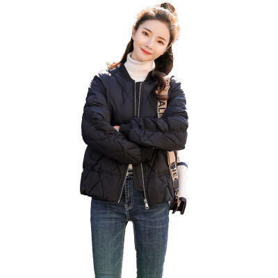 

Short down jacket casual loose rhombic jacket trendy warm zip top 90291