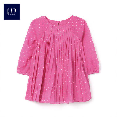 

GAP flagship store baby girl pleated polka dot raglan long sleeve dress 399300 rose red 12-18M