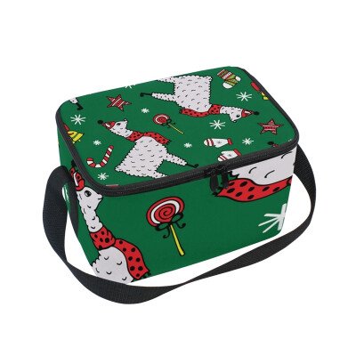 

ALAZA Lunch Box Insulated Lunch Bag Large Cooler Lama In Cap And Scarf Tote Bag