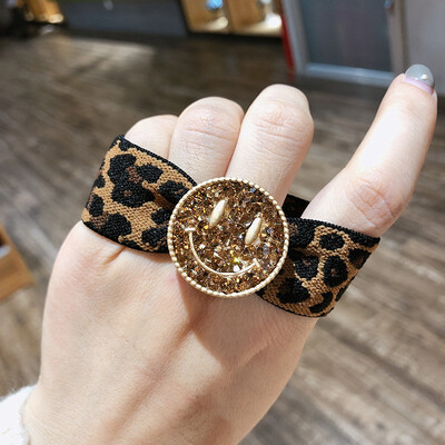 

LifeWheel Popular flash diamond leopard smile face hair ring personality wild smile head rope rough rubber band hair accessories