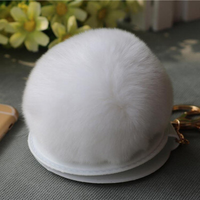 

8cm Soft Pom-pom Keychain Folding For Mini Makeup Mirror Creative Keychain Fashion Trend Accessories For Girl