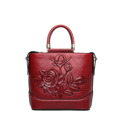 

SUWERER 2019 New Women Genuine Leather bags top luxury handbags women bags designer Embossing leather Art tote women bags