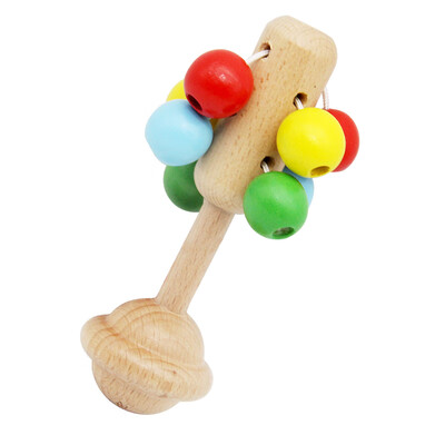 

Dan Ni Qi Te Wooden baby newborn baby rattle 0-3-5-6-12 months 1 year old baby childrens educational toys color ball molar rattle CDN-2773