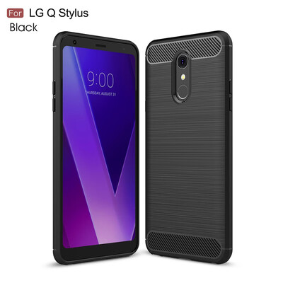 

Goowiiz Phone Case For LG Q7Q StylusQ Stylus Plus Fashion Slim Carbon Fiber TPU Soft Silicone Prevent falling