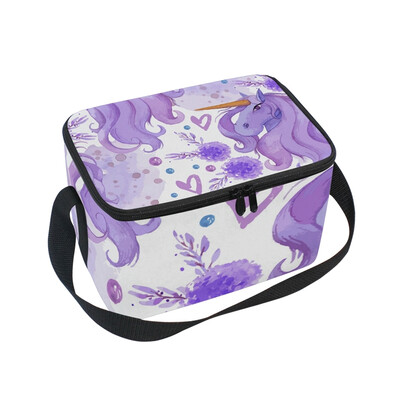 

ALAZA Lunch Box Insulated Lunch Bag Large Cooler Tote Bag Watercolor Unicorn Floral for Men Women Girls Boys