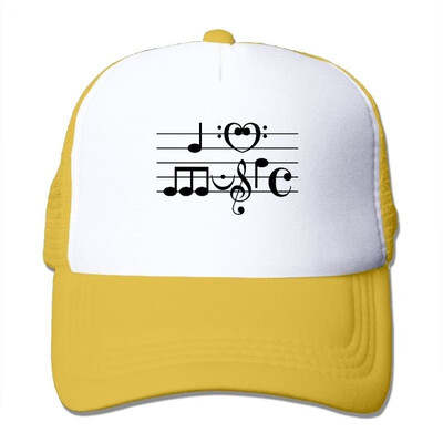 

I Love Music in Musical Symbols Summer Sun Protection Mesh Cap Baseball Hat Cap Adjustable