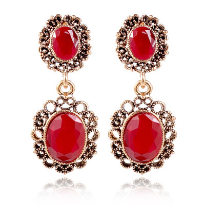 

European&American fashion Pattern Earrings Women Oval Eardrop Ancient Style 50mm Earrings Ear Hole Type