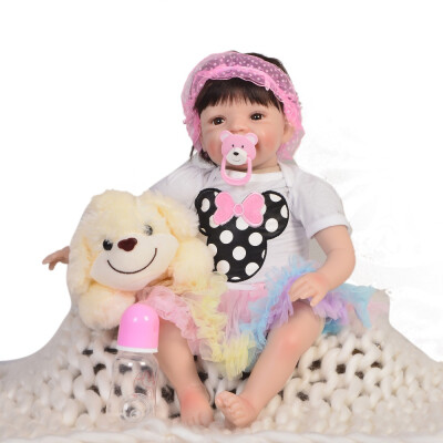 

22 Inch Lifelike Reborn Girl Baby Doll 55 cm Silicone Soft Stuffed Realistic Reborn Bonecas For Kid Xmas Gift Menina Brinquedos