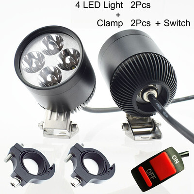 

2Pcs Motorcycle Headlight 12V 16W LED Chip Motorbike Driving Auxiliary lights Fog Spot Lamp motor Bicycle Spotlight Headlamp