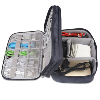 

BUBM DPS double layer power pack digital accessories finishing package mobile power U disk hard drive data cable storage bag iPad mini storage bag black medium