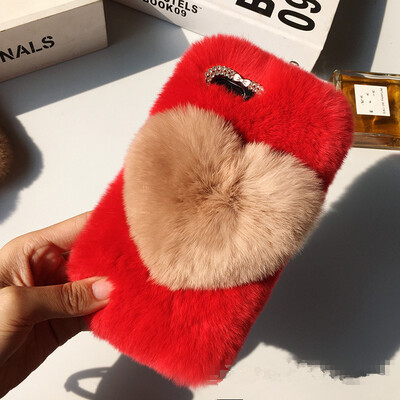 

Love Heart Case For Asus Zenfone 4 Max Pro ZC554KL Cute Rabbit Cover Hairy Fur Fluffy Phone Case
