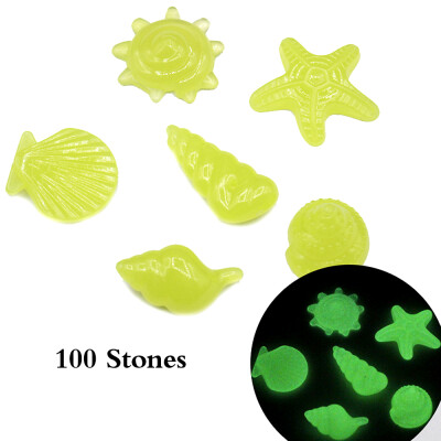 

200pcsBag Glow in Dark Stone DIY Home Decor Luminous Pebbles Sea Conch Shell Starfish Colorful Rocks for Aquarium Fish Tank