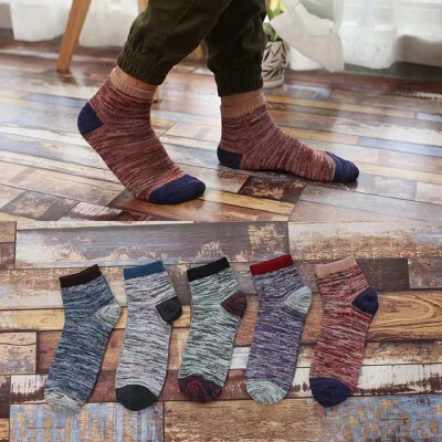 

Aa-shop 1Pair Business Stripe Mid tube Solid Colors Men Cotton Crew Socks All Seasons