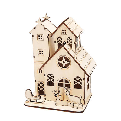 

Hanging Wood Chalet With LED Light Christmas Decorative Hotel Bar Cafe House Christmas Tree Decoration Festival Xmas Ornaments Cit
