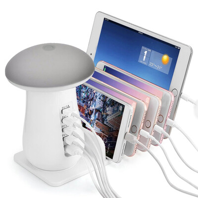 

Utorch Q5 5 Port USB Charging Holder with Stand&Mushroom LED Lamp