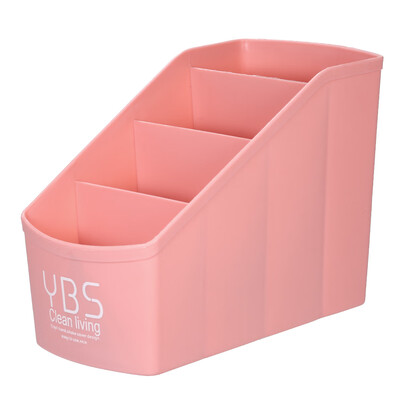 

Multipurpose Plastic 4-Compartments Desktop Storage Box Remote Control Pens Cosmetic Organizer Holder for Living Room Bedroom Bath