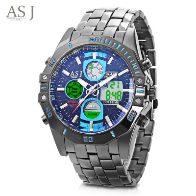 

ASJ B17B Dual Movt Sports LED Male Watch Calendar Stopwatch Alarm Men Wristwatch