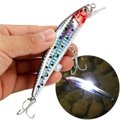 

USB Rechargeable Flashing LED light Twitching Fishing Lures Bait Electric Life-like vibrate 3D eyes fishing Lures new design