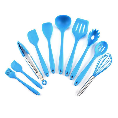 

Silicone Kitchen Utensil Set 10 Pcs Heat Resistant Non-Stick Spoon Spatula Ladle Cooking Tools Dinnerware