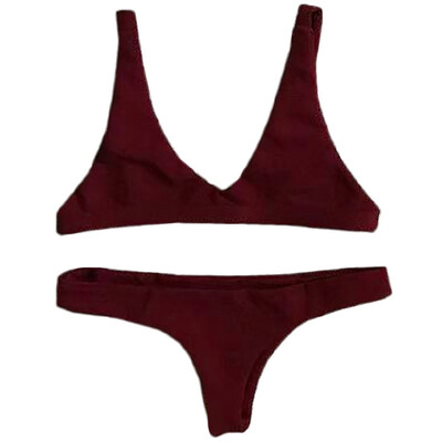 

Multicolour Vest Bikini Solid Color Sexy Skinny Swimsuit