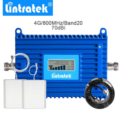 

Lintratek Cell Phone Signal Booster Repeater 70db Amplifier 4G LTE 800MHz Band 20 LCD Display High Gain LTE 800 for Europe 4G30