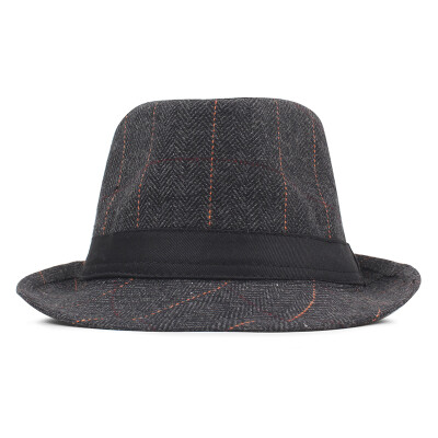 

Fashion Men Women England Retro Fedora Hat Plaid Pattern Pinched Crown Wide Brim Ribbon Jazz Panama Trilby Cap Bowler