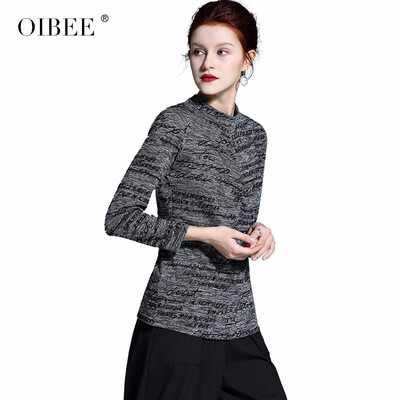 

OIBEE2018 autumn&winter womens new fashion half-high collar bottoming shirt wild stretch long-sleeved T-shirt female