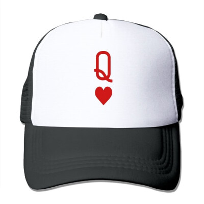 

SHINENGST Queen Of hearts Playing Card Logo Wonderland Mesh Trucker CapsHats Adjustable For Unisex Red