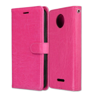 

MOONCASE Motorola Moto C Plus 3 Card Photo Frame Leather Case - Rose Red