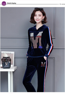 

Casual two-piece autumnwinter fattening plus-size sport suit for women with fleece thickening&golden fleece