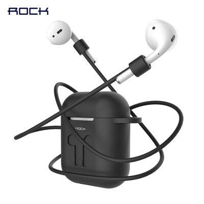 

ROCK AirPods protection kit anti-lost line anti-lost rope non-slip silicone storage box Apple wireless Bluetooth headset special protection protection accessories black
