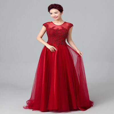 

Hot Selling Good Quality Fashion Dark GreenWine RedRed Lace Long Beading Evening Dresses Applique Banquet Elegant Prom Dress