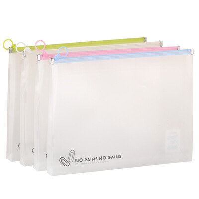 

Morning light M&G A4 large capacity pp edge bag large ring pull side file bag 4 color mixed information bag 4 Pack ADMN4220