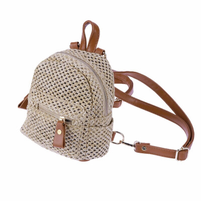 

1PC Women Backpack Casual Stylish Portable Straw School Shoulder Bag with Zipper