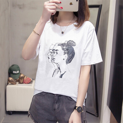 

JOY OF JOY Jingdong Womens 2019 Summer New Womens Korean Short Sleeve T-Shirt Womens Bamboo Cotton JWTD191466 White XL