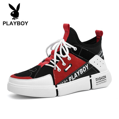 

Playboy PLAYBOY fashion sports running casual shoes mens low cut with anti-slip DS87280 black red 39