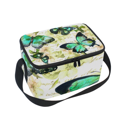 

ALAZA Lunch Box Insulated Flowers Butterflies Lunch Bag Large Cooler Tote Bagfor Men Women