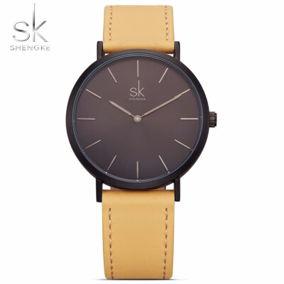 

Shengke Brand Fashion Ladies Watches Elegant Female Quartz Watch Women Thin Leather Strap Watch Montre Femme Marble Dial SK 2019