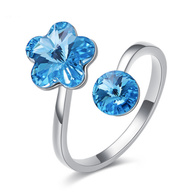 

Bright Shining Sparkling 925 Sterling Silver Beautiful Flowers Ring for Women Girls Made with Swarovski Crystals Jewelry Sets Gift