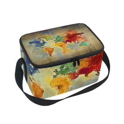 

ALAZA Lunch Box Insulated Lunch Bag Large Cooler Tote Bag Map Painting for Men Women Girls Boys