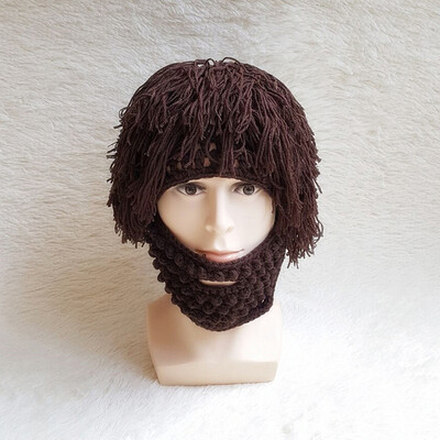 

Wig Beard Hats Hobo Mad Scientist Caveman Handmade Knit Warm Winter Caps Men Women Halloween Gifts Funny Party Beanies