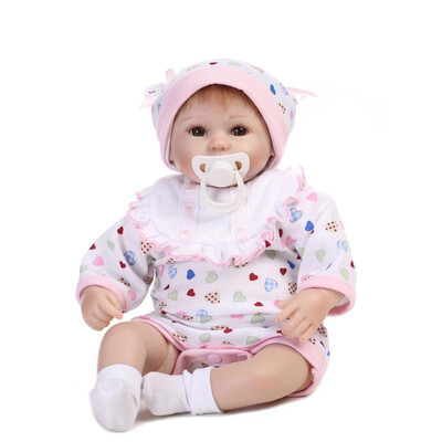

Reborn Baby Doll Girl Baby Silicone Body Eyes Open With Clothes 16inch 40cm Lifelike Cute Gifts Toy Girl Heart Romper